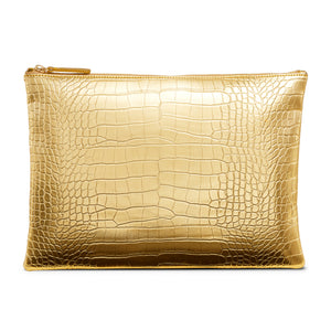 Clutch Croc Metallic Gold