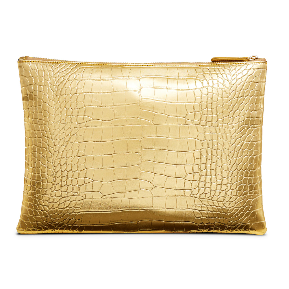 Clutch Croc Metallic Gold